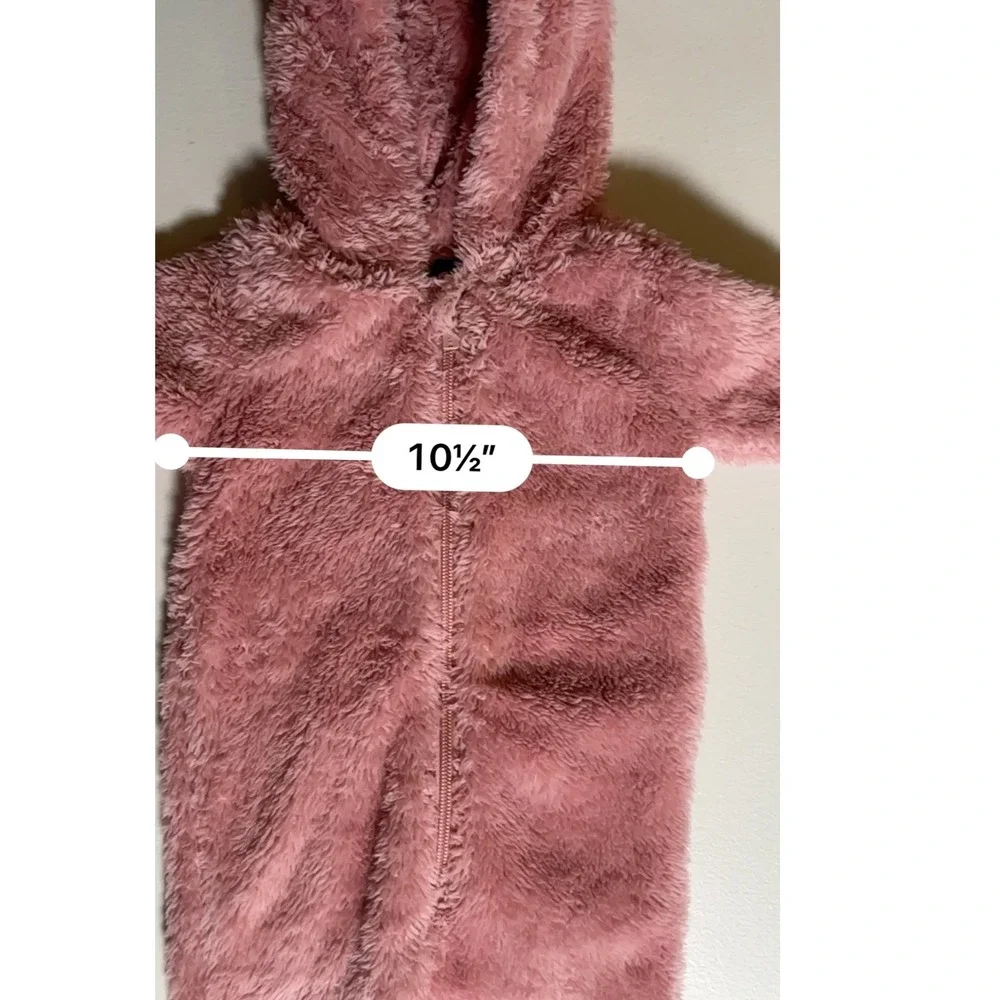 Old Navy Baby Girl Plush Faux Fur Hooded Jumpsuit Pink 6-12 Month Beautiful! EUC